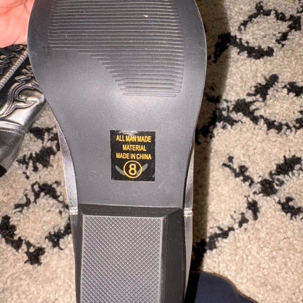 Triple Threads Silver Metallic Cowboy Boots - Picture 5 of 5
